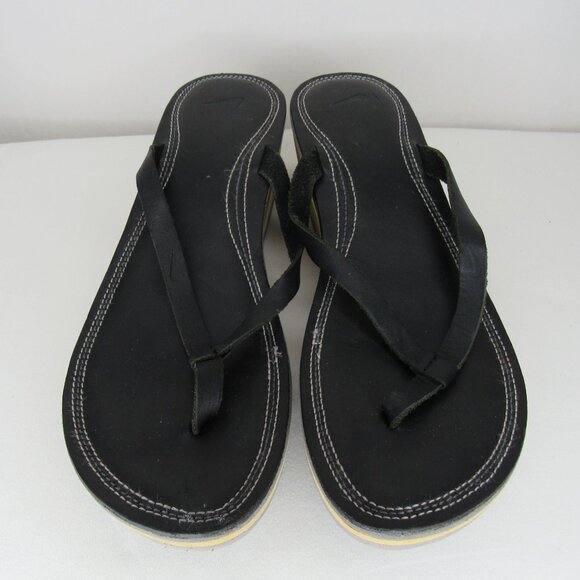 Nike Black Leather Wedge Flip Flop Sandal Women's 11 - Picture 2 of 7